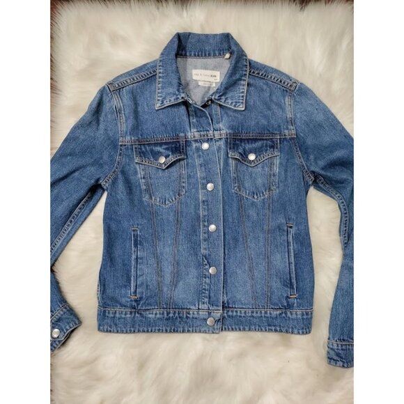 Rag & Bone 100% Cotton Long Sleeve Nico Denim Y2K Jacket Worn Indigo Size XS - Picture 4 of 10